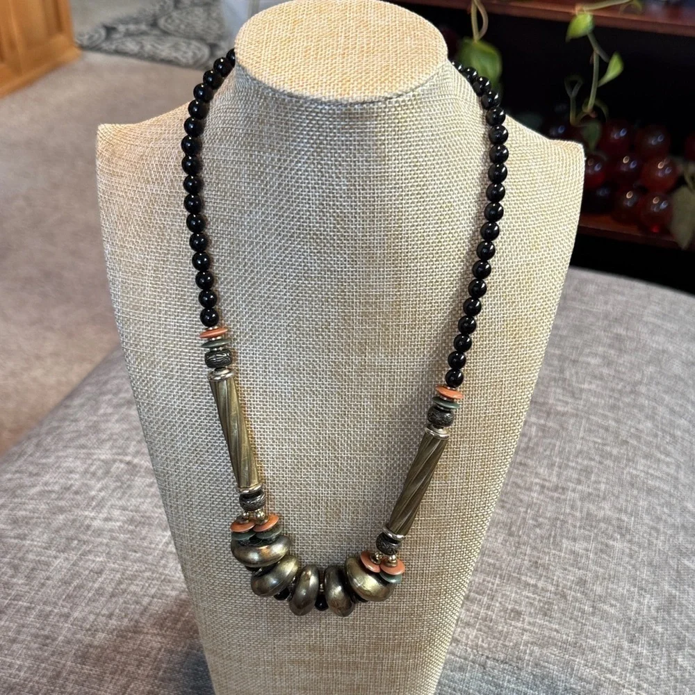 Vintage Black and Gold Statement Necklace